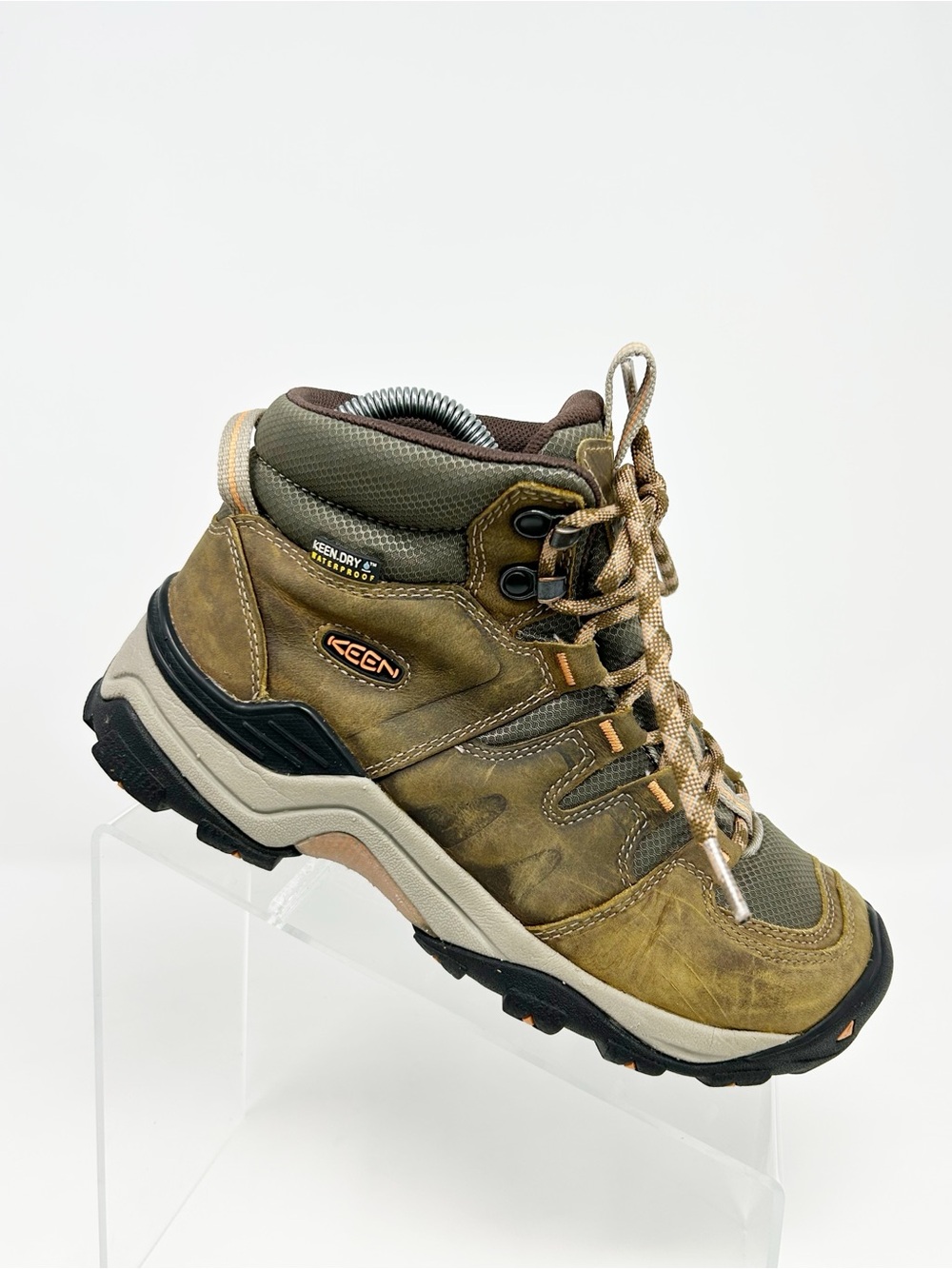 KEEN Gypsum II Mid Womens Waterproof Hiking Boots Brown/Olive Outdoor Size 7